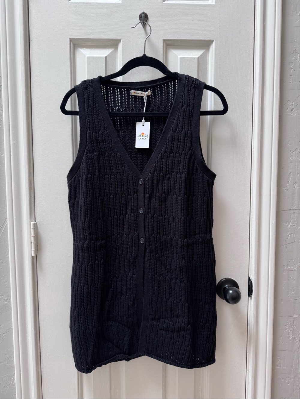 NWT Marine Layer M Ray Sweater Vest, Black